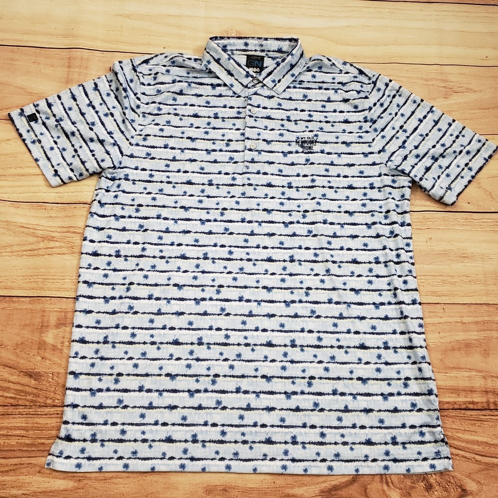 Greg Norman Polo Shirt Adult Large Blue Black Outdoor Golfing Shark Mens A5
